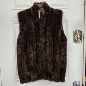 Vintage Duffel Outdoor Brown Faux Fur Vest - Size XS